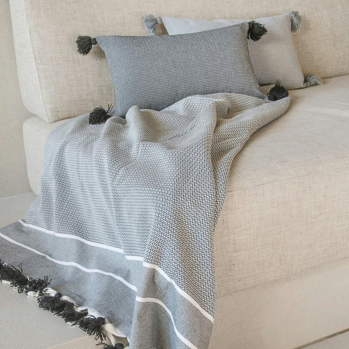 STOCKHOLM - Plaid coton  130x170 gris moyen