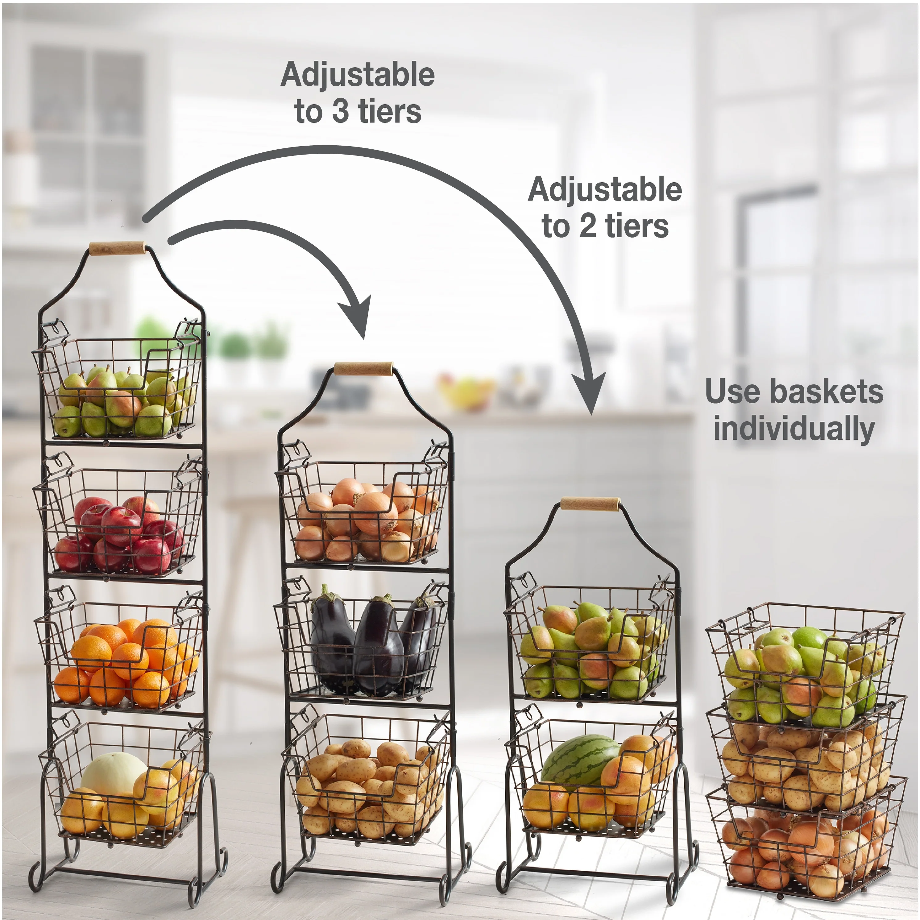 Mikasa Gourmet Basics Ferme 4-Tier Market Basket, Black