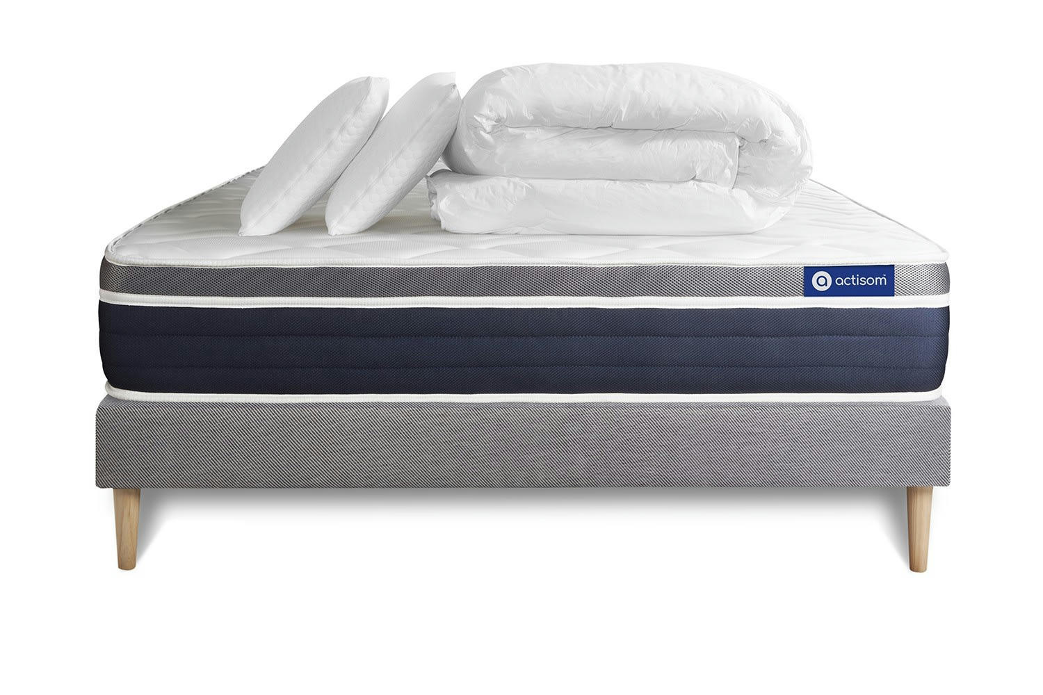 ACTIFLEX CONFORT - Pack prêt à dormir 180x200 cm sommier kit gris
