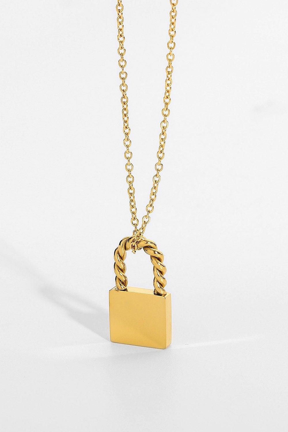Elk & Bloom Dainty 14K Gold Lock Necklace