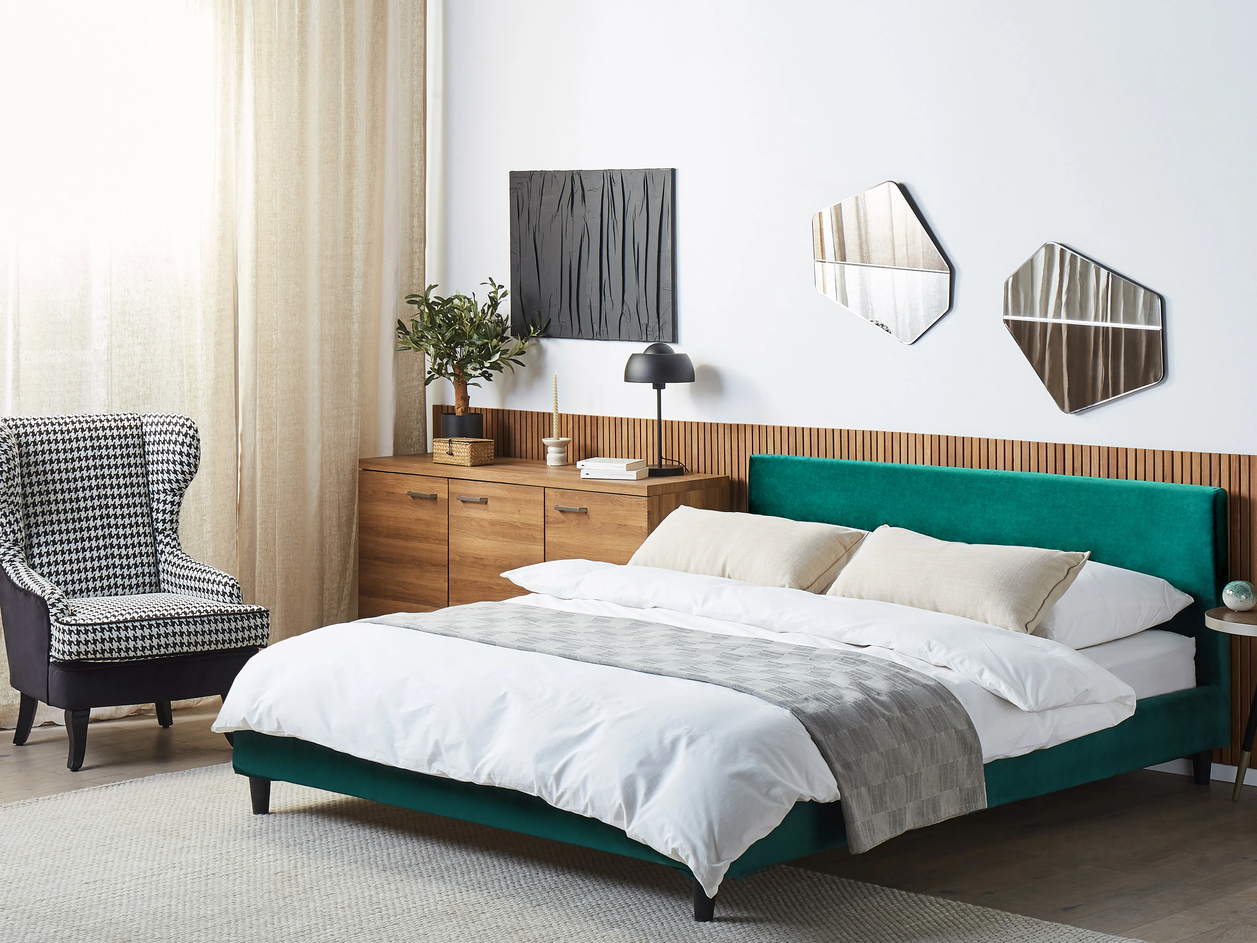 Bed Frame Cover Velvet FITOU 180 x 200 cm Emerald Green