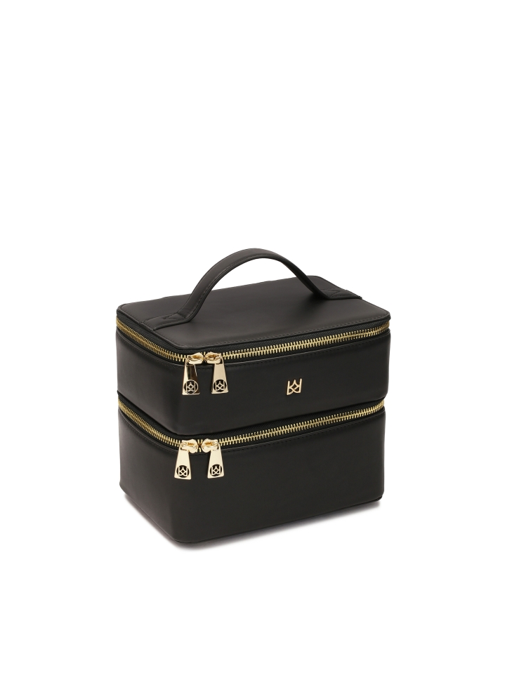 Two-compartment cosmetic bag in the form of a trunk