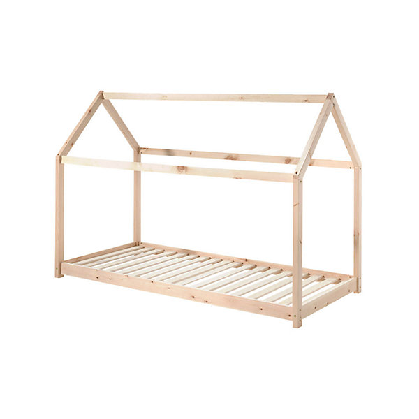 Lit Cabane 90x200 Sommier inclus Vipack - Naturel
