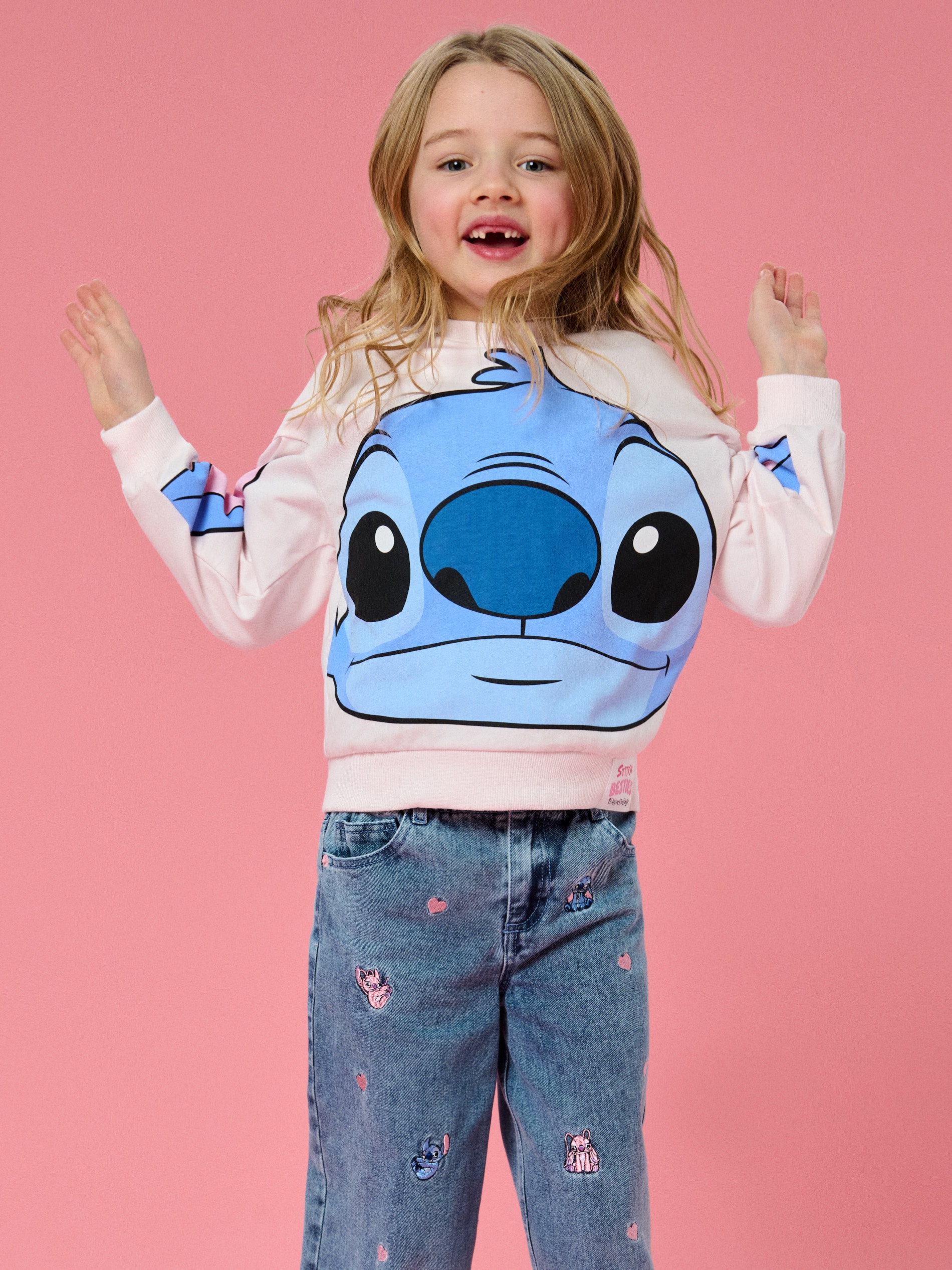 Bluza crewneck z nadrukiem Lilo & Stitch