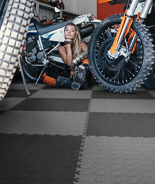 Dalle PVC garage Industy Eco Fortelock gris foncé L.51 x l.51 cm