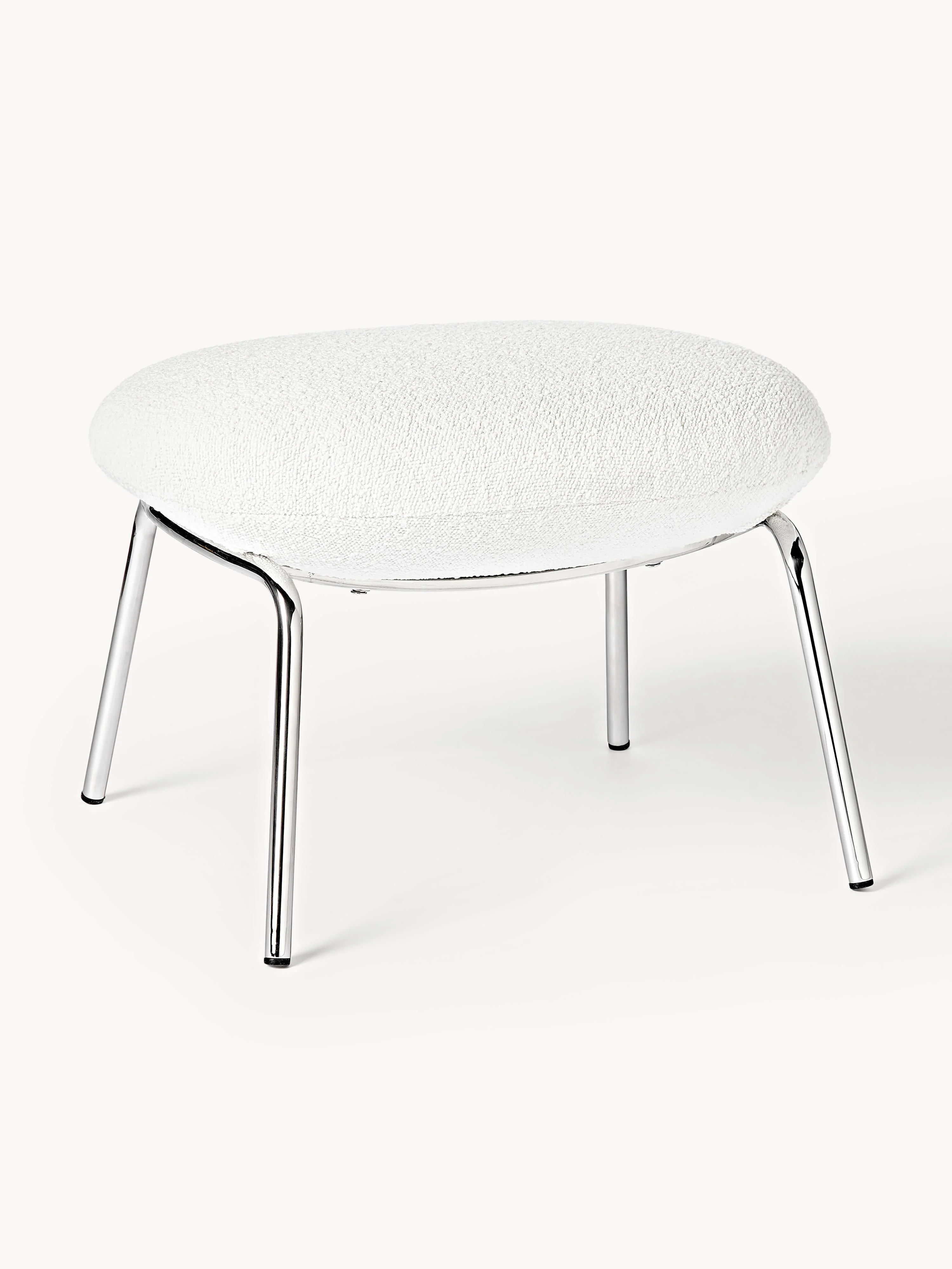 Bouclé-Hocker Luan mit Metall-Füßen