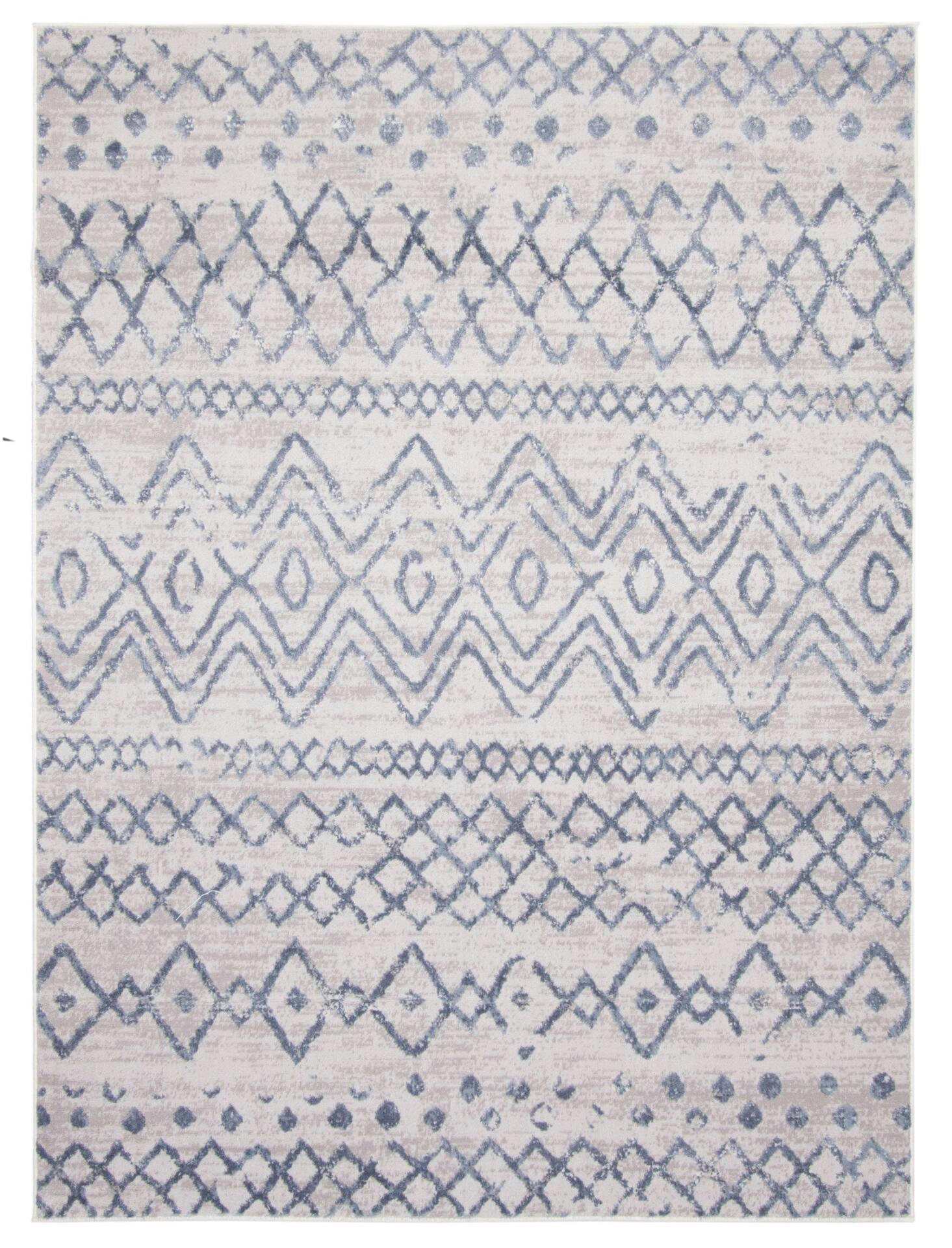 ECARPET Astrid Indoor Area Rug, White/Blue, Assorted Sizes