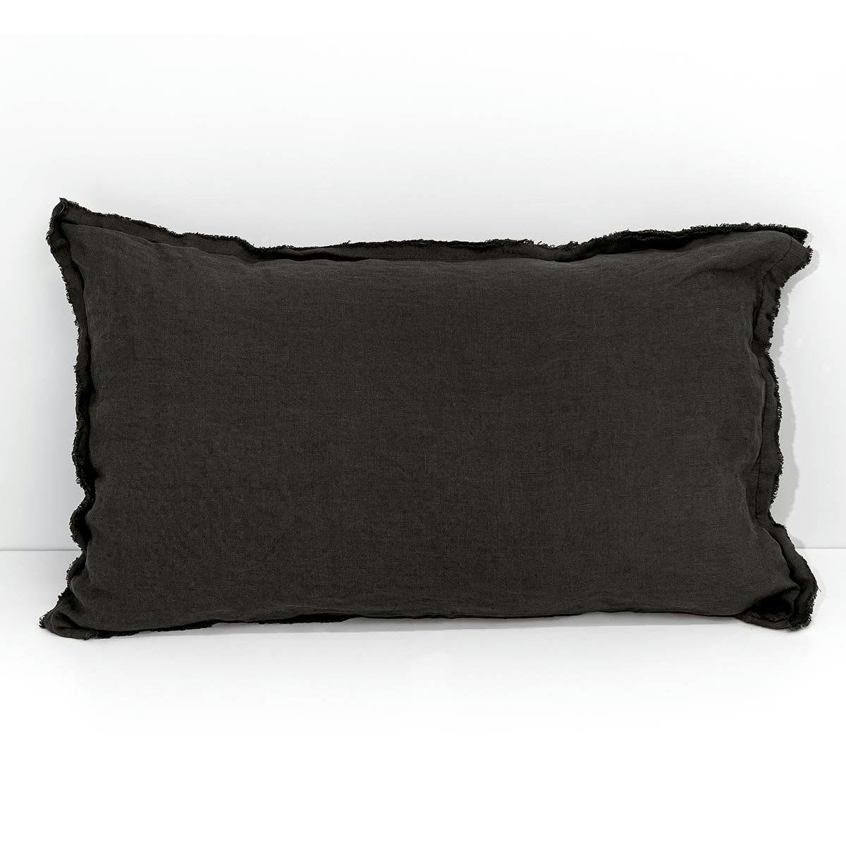 - Coussin en chanvre lavé Noir