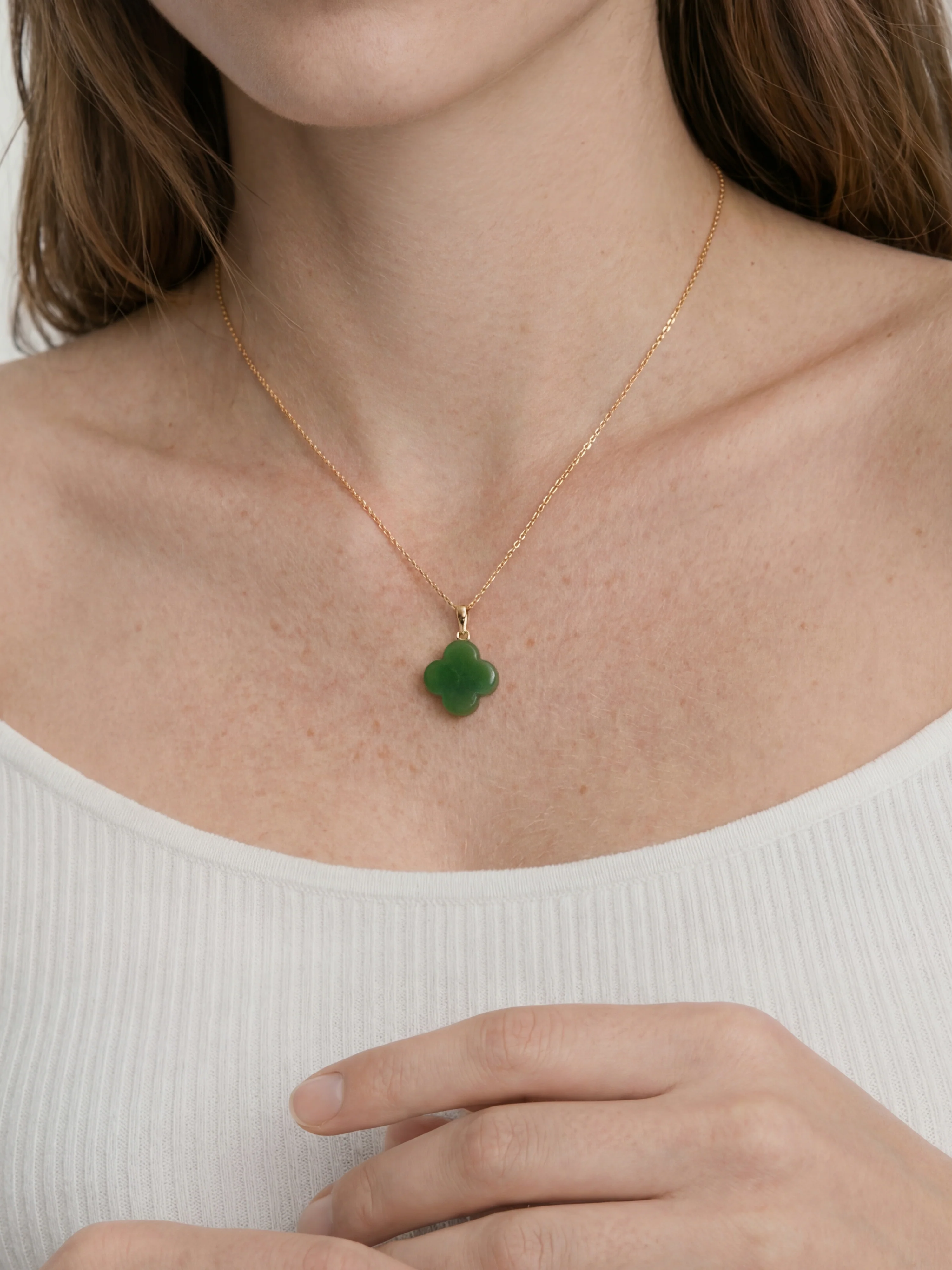 Clover — Green Jade Pendant Necklace