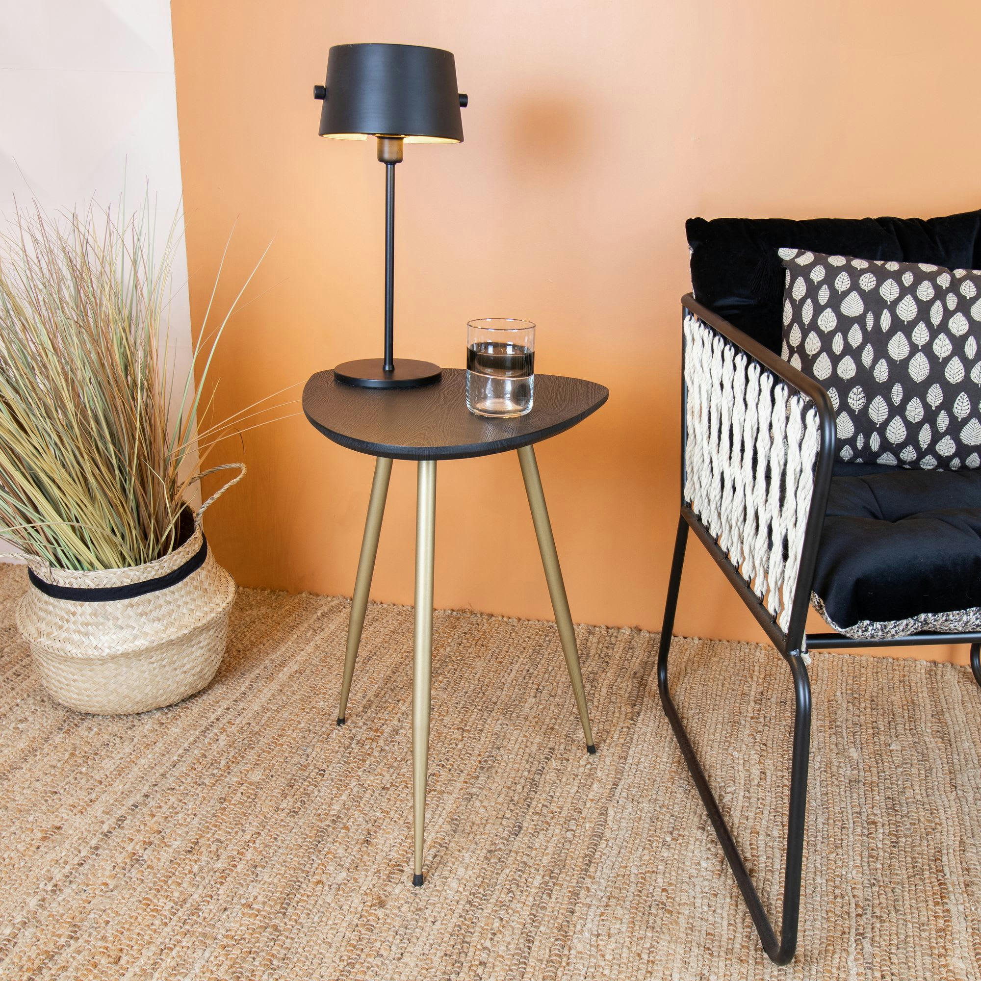 SAKURA - Meuble d'appoint finition bois noir et pieds en métal noir