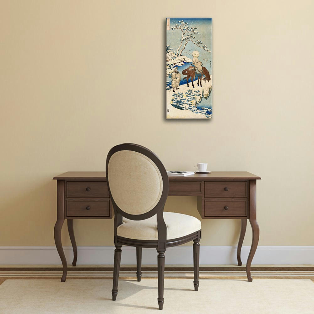 - Tableau poète voyageant dans la neige Katsushika Hokusai 30x70cm