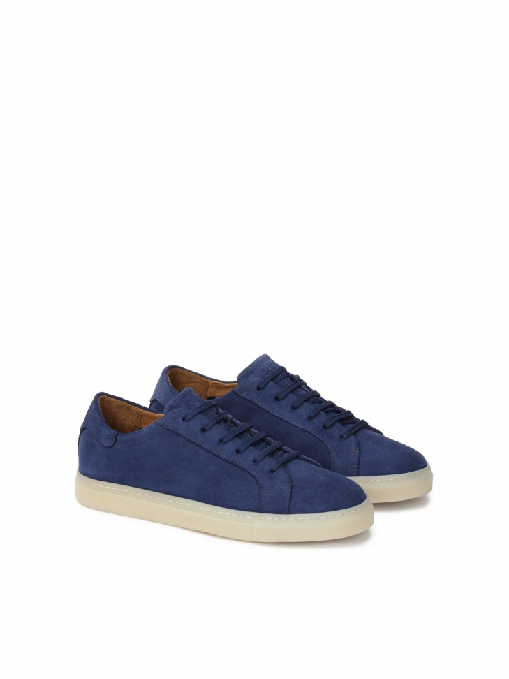 Navy blue suede leather sneakers