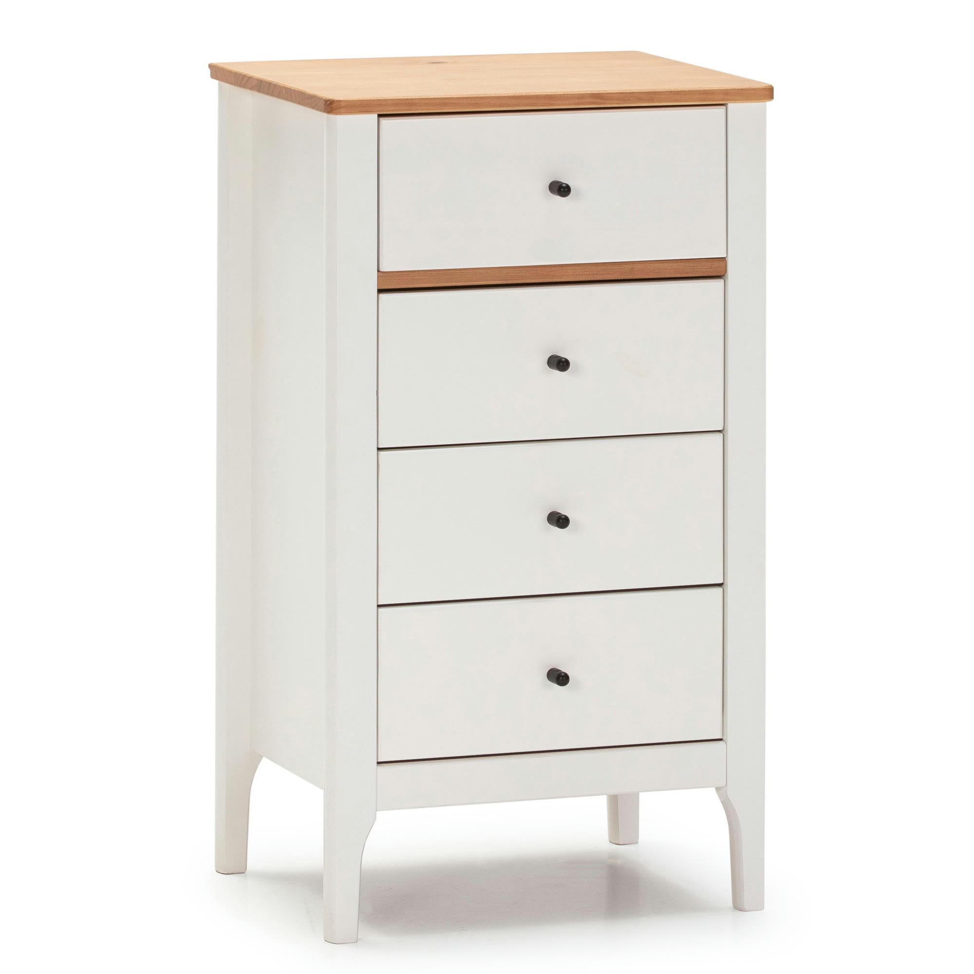 LUCA - Chiffonnier nuit 4 tiroirs dans tiroirs blanc/chêne, 46 cm longueur