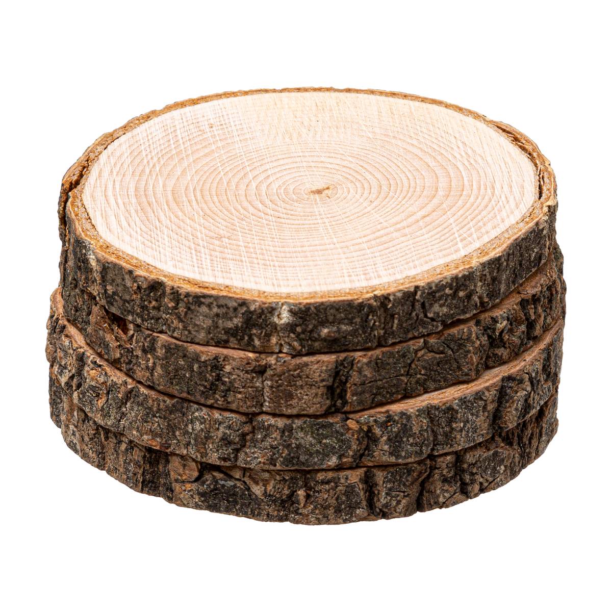 Set of 4 coasters "Bark" D.10 cm, Brown