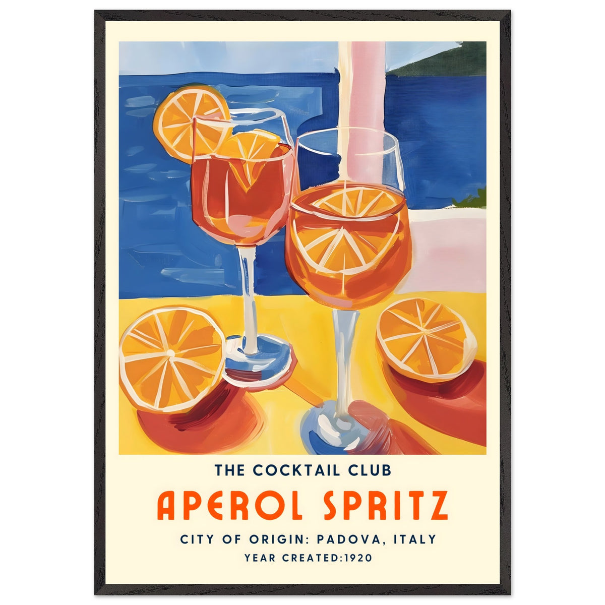 Artfulprints Poster met Lijst Aperol Spritz - The cocktail club I  - 70x100 cm - Meerkleurig