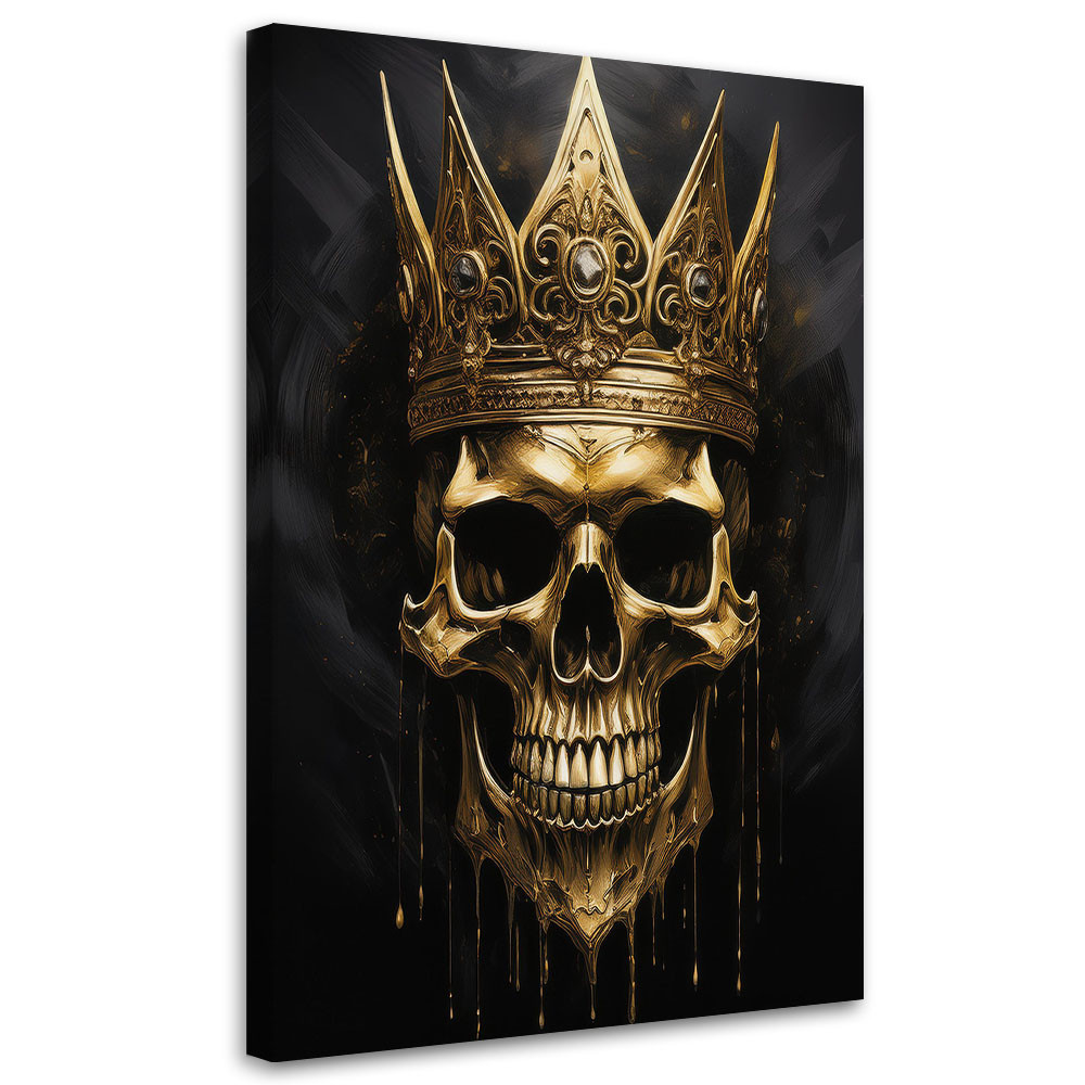 Feeby Obraz na płótnie, Złota Czaszka w koronie Glamour 40x60