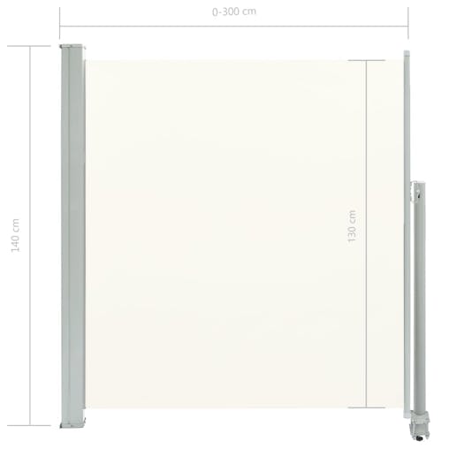 NNEVL Patio Retractable Side Awning 140 x 300 cm Cream