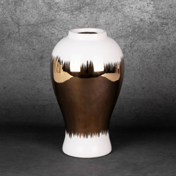 Wazon dekoracyjny ceramiczny TALA 17X26 biały   złoty
