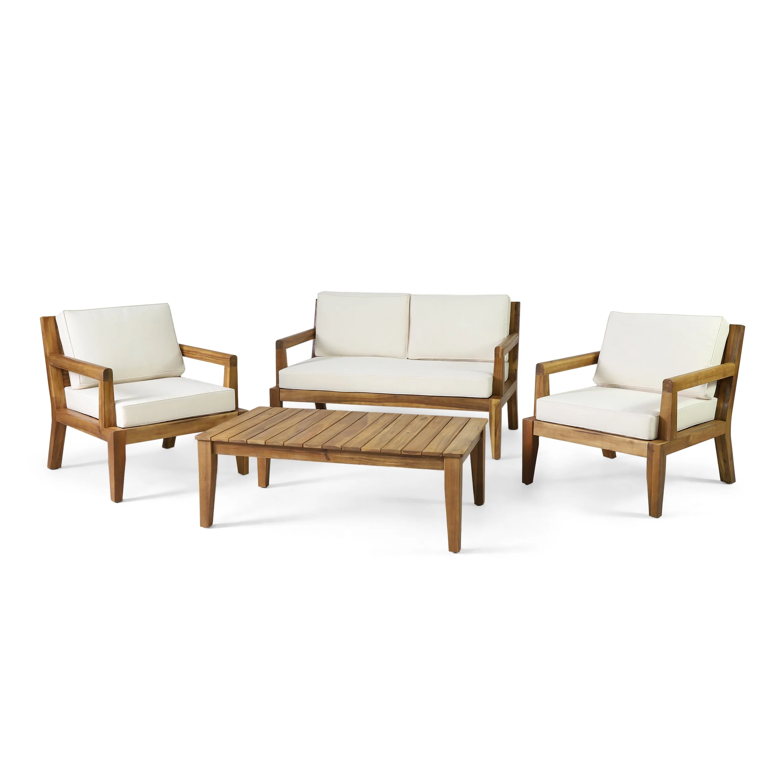 Rossville Outdoor Cushioned Acacia Chat Set by Christopher Knight Home