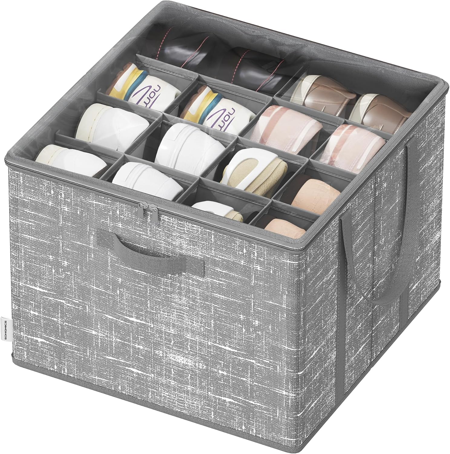 Boîte de rangement pour chaussures avec couvercle et poignées
