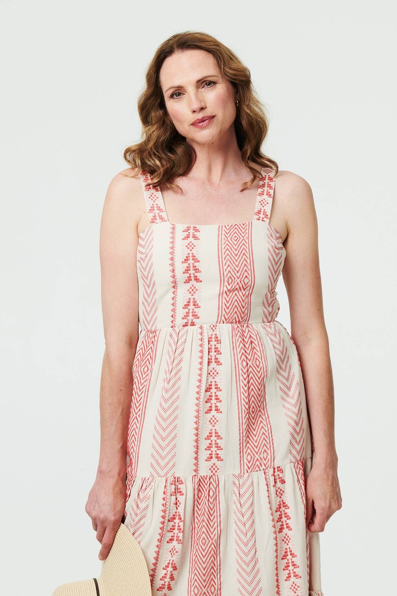 Izabel London Printed Sleeveless Tiered Midi Dress