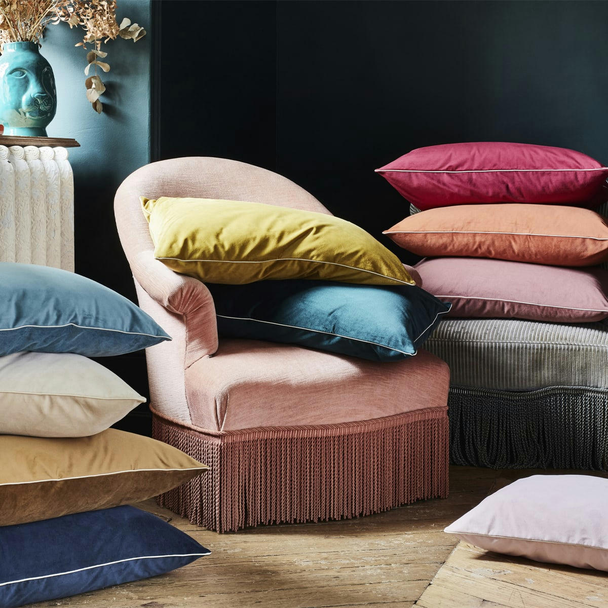 GATSBY - Housse de coussin unie en velour opéra 40x60