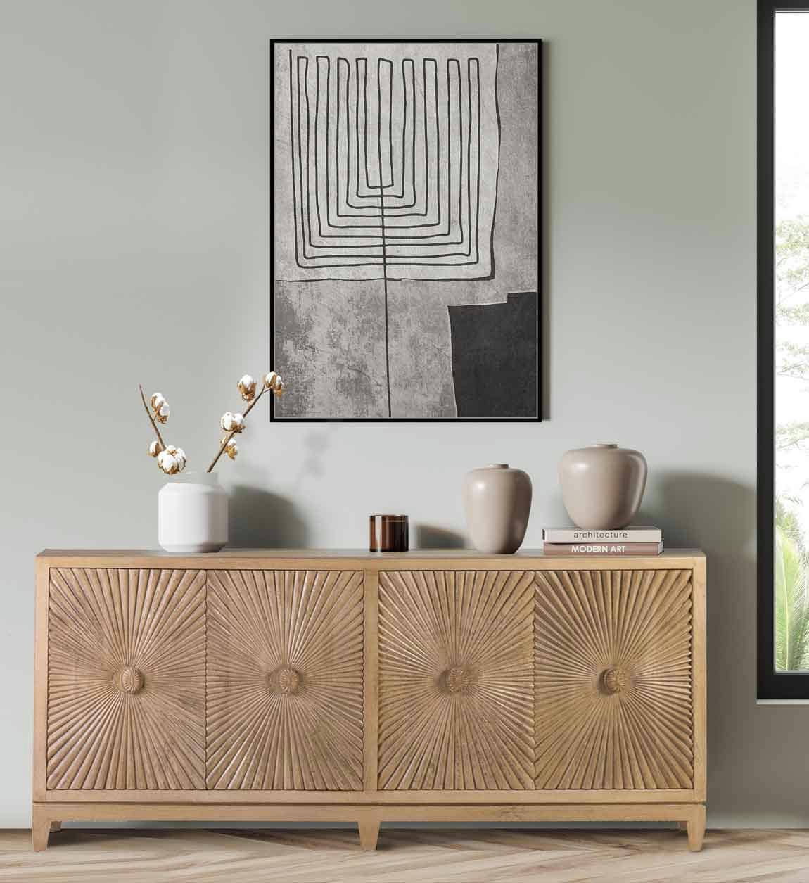 GATSBY - Buffet en bois massif de manguier beige L 193 cm