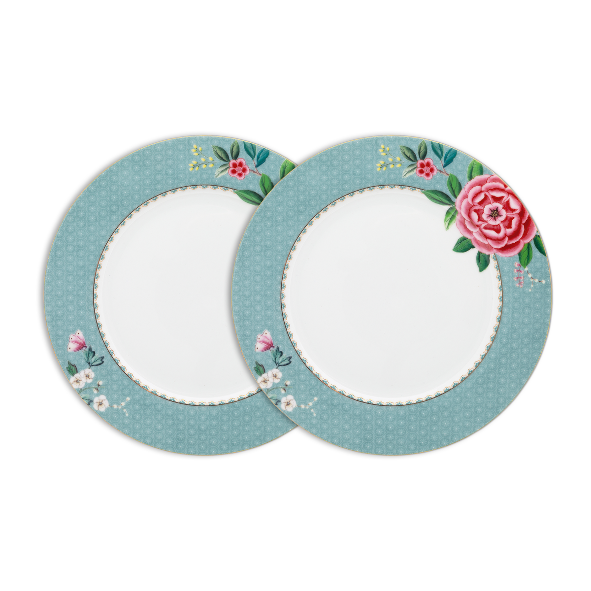 Pip Studio Blushing Birds Dinerborden - Servies - Set van 2 borden - Blauw - 26.5cm