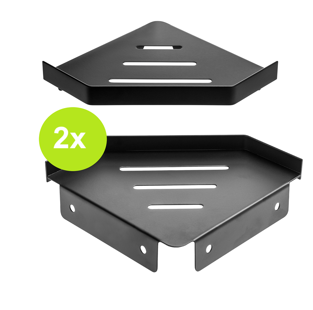 XIVADA Doucherek Huca - Hoekrek - Boren - Rvs - Zwart - Set van 2