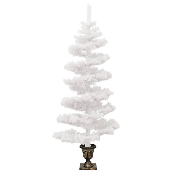 Arbre de Noël hélicoïdal pré-éclairé avec pot blanc 120 cm PVC vidaXL