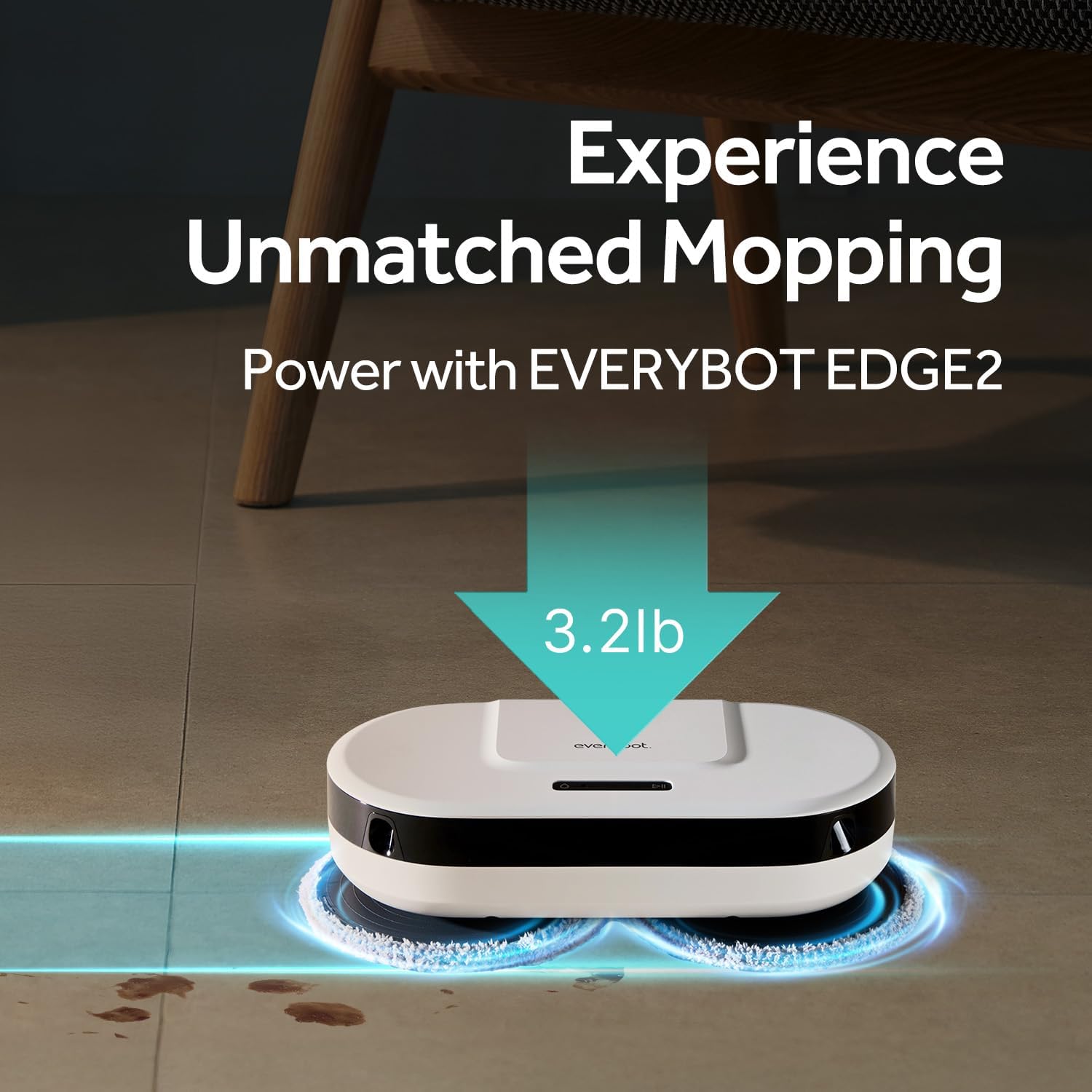 EVERYBOT EDEG2 Robot Mop Cleaner for Hard Floors, Dual Spin Powerful Mopping Removes Dust & Stains, Quiet Fast Cleaning, Slim Design for Under Furniture, Remote Control Included (No Wi-Fi/APP)
