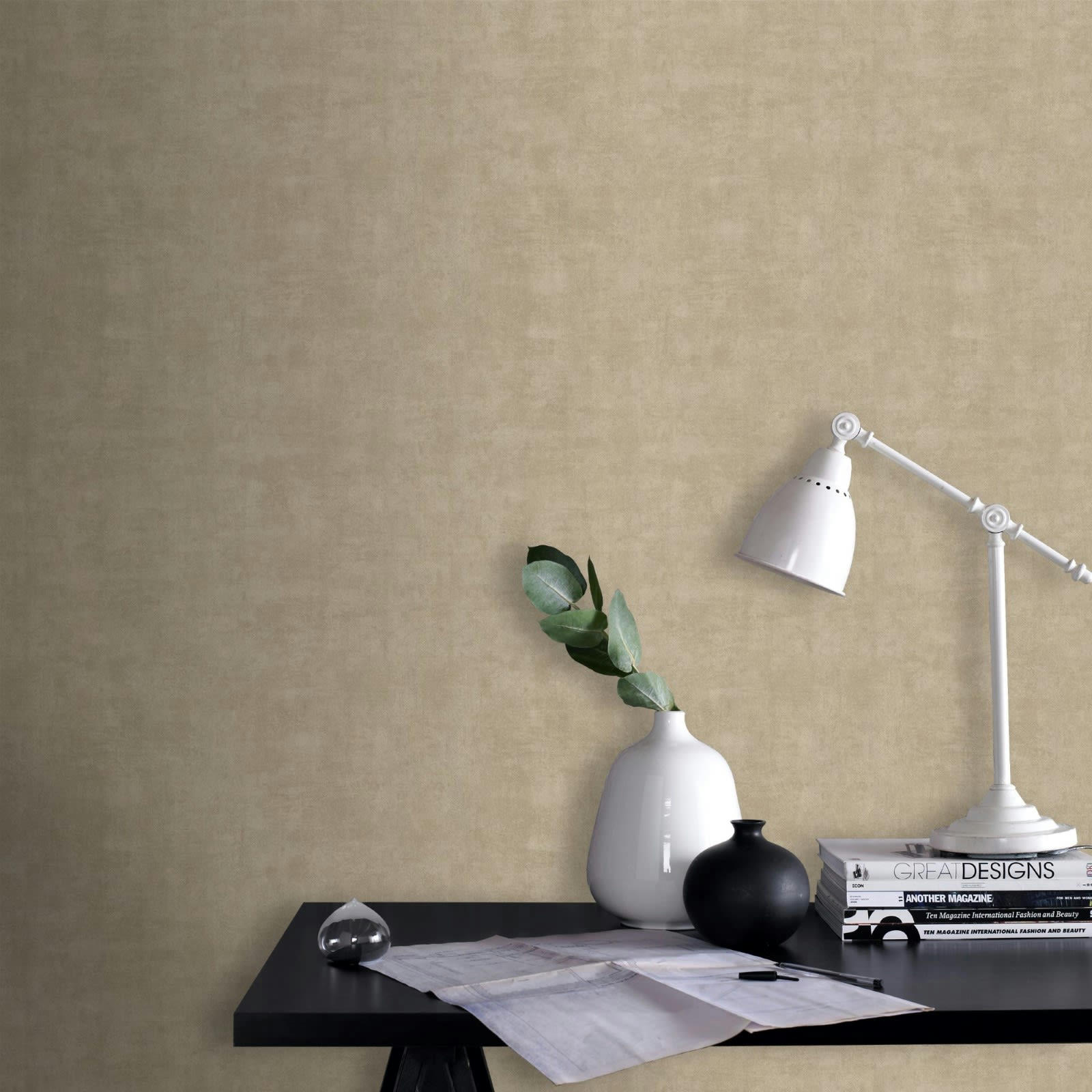 - papier peint concrete béton jaune 1005x52cm