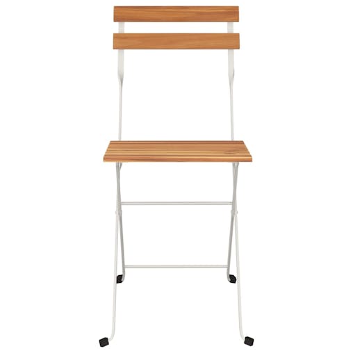 NNEVL Folding Bistro Chairs 8 pcs Solid Wood Acacia and Steel