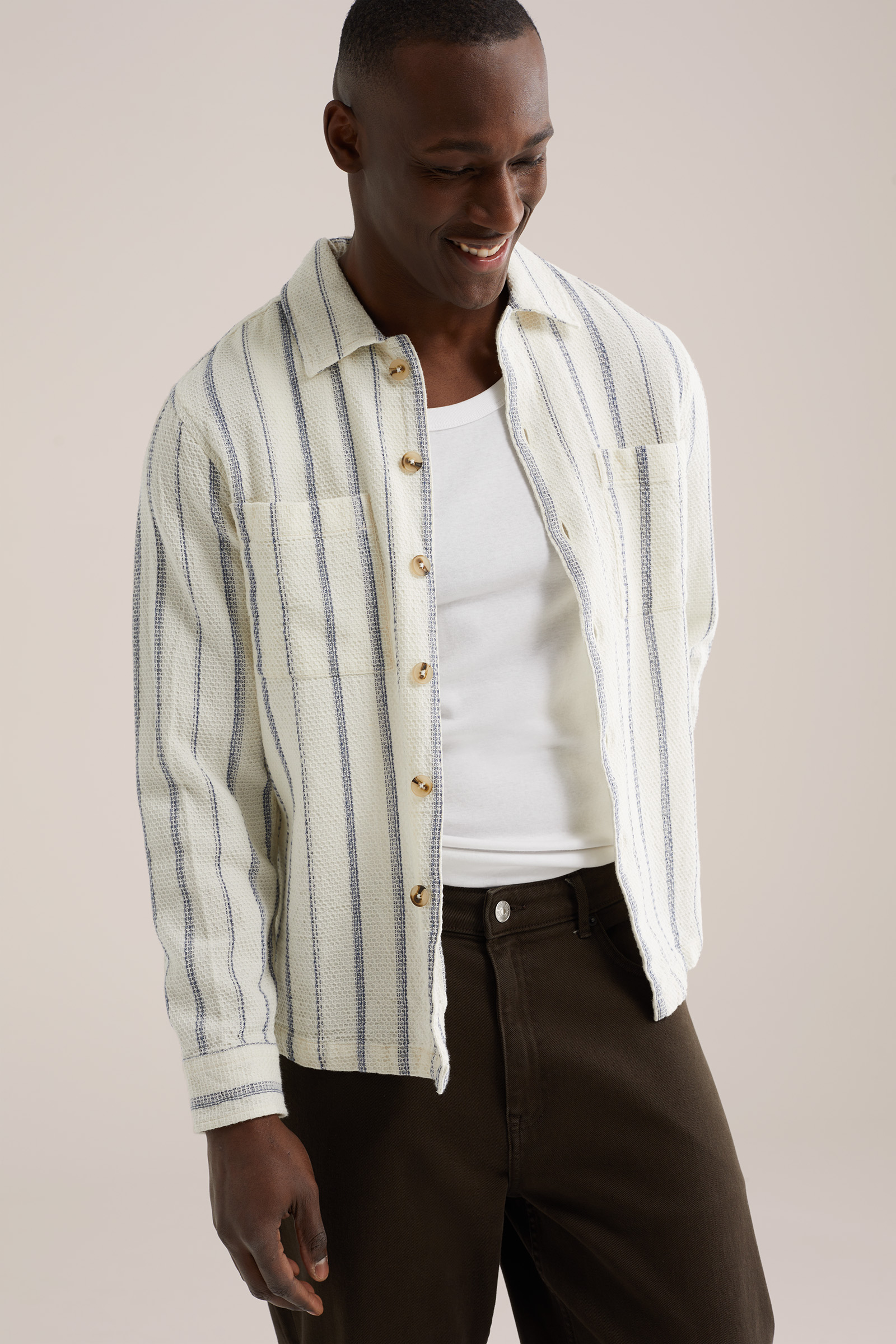 Heren regular fit overshirt met structuur