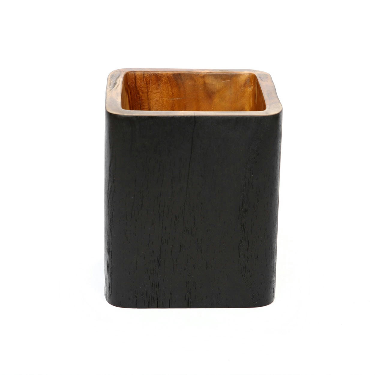 BONDI - Vase en bois de teck carré noir
