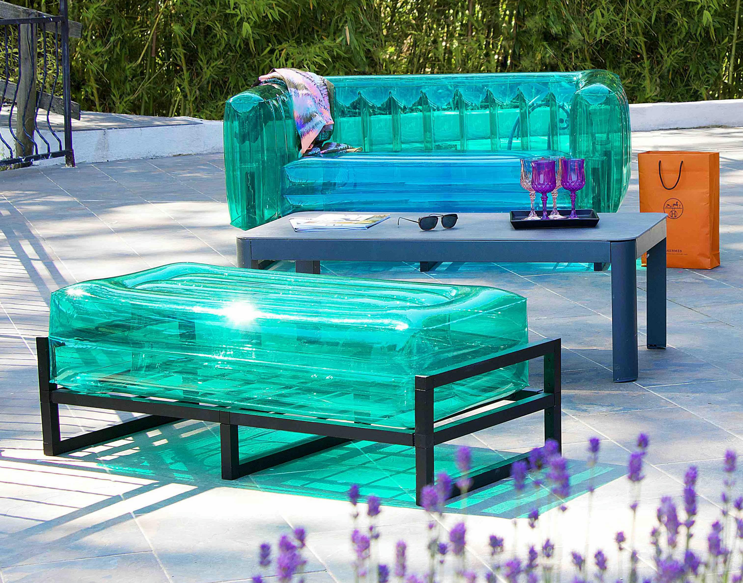 YOMI - Banc design tpu vert cadre en aluminium