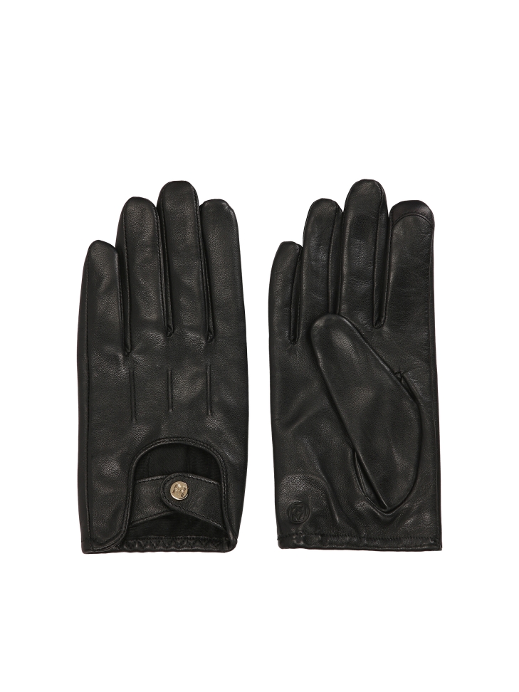 Black car gloves made of soft leather