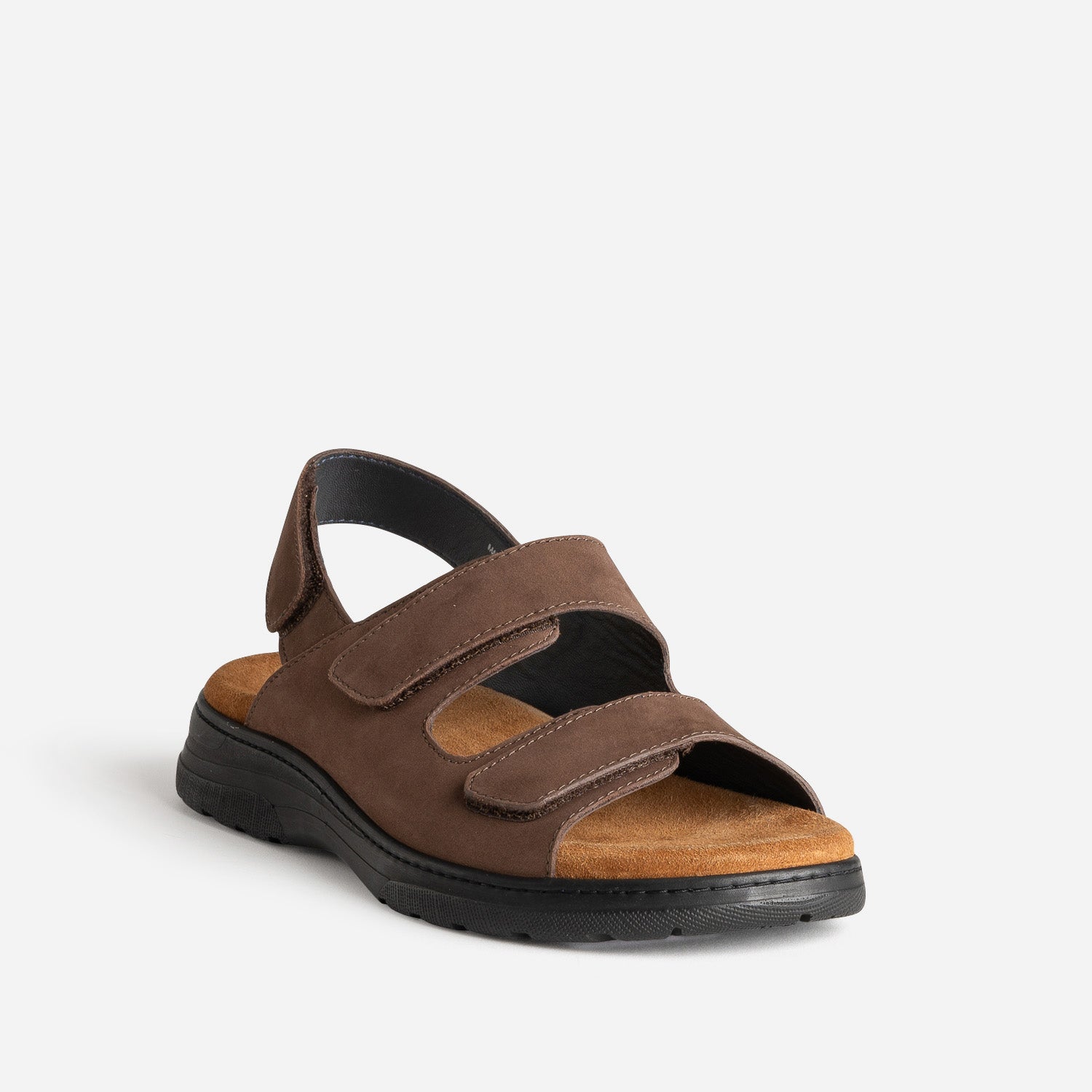 Sandale FRANCE ARNO marron cuir à scratchs