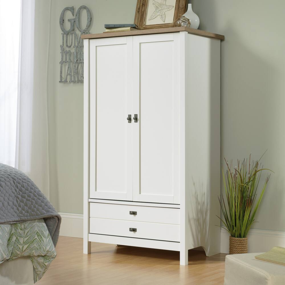Sauder Cottage Road 2-Door 1-Drawer Armoire/Wardrobe With Shelf & Hanger Rod, Lintel Oak