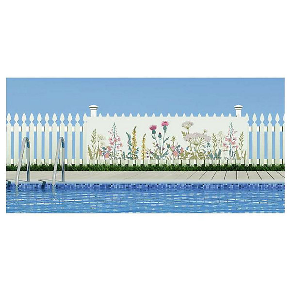 Brise vue design FLEURS SAUVAGES, H.0.8 x L.3 m, 100% occultant, Made in France par Scenolia   kit de fixation offert