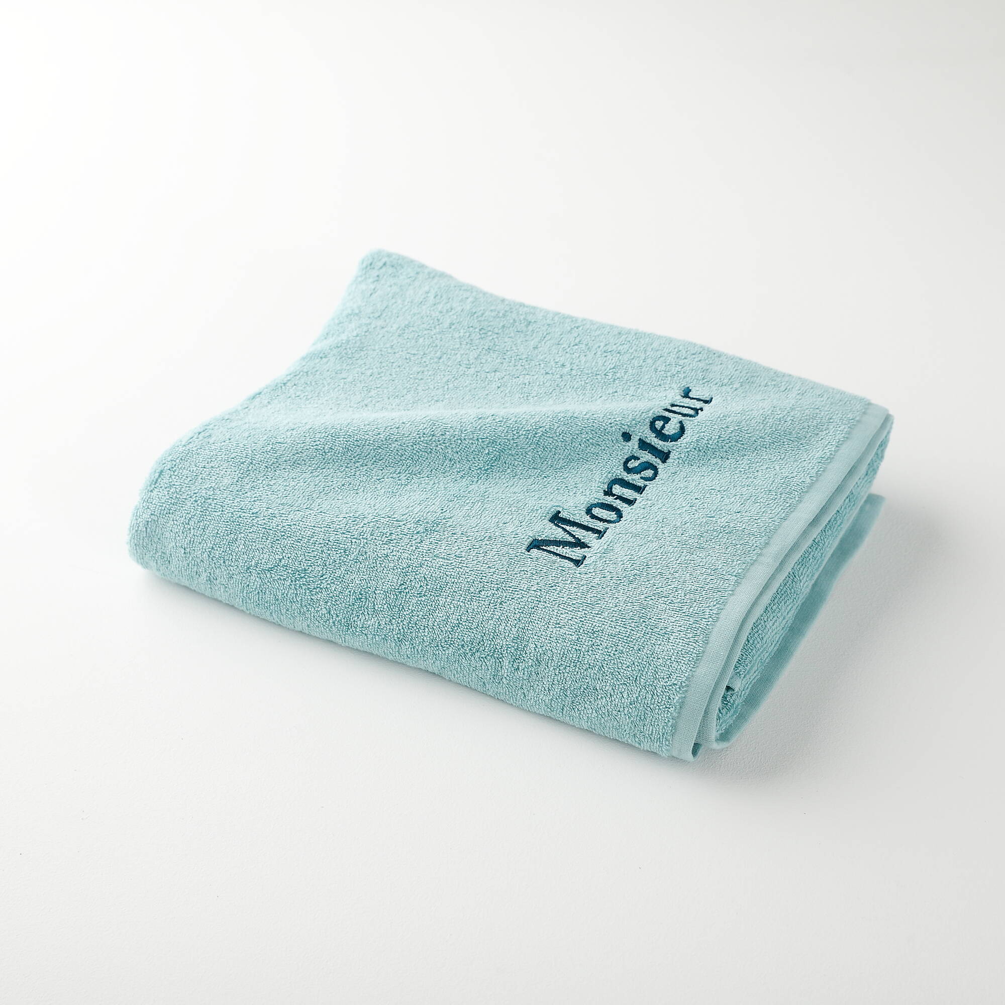 Collection serviettes de bain 420 g/m² brodées "MONSIEUR"