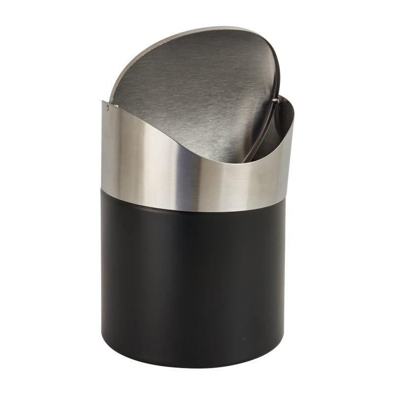 Tafel afvalbakje - zwart/rvs - 11.5x17 cm