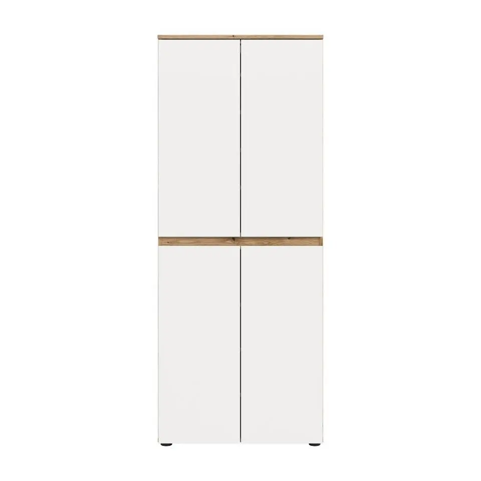 Hioshop Scarpa kledingkast 4 deuren eik decor- wit