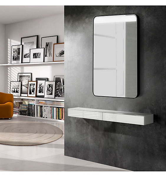 Miroir de Salle de Bain LED Rectangulaire avec Cadre Argent 60x80 cm Barcelona - Aplike