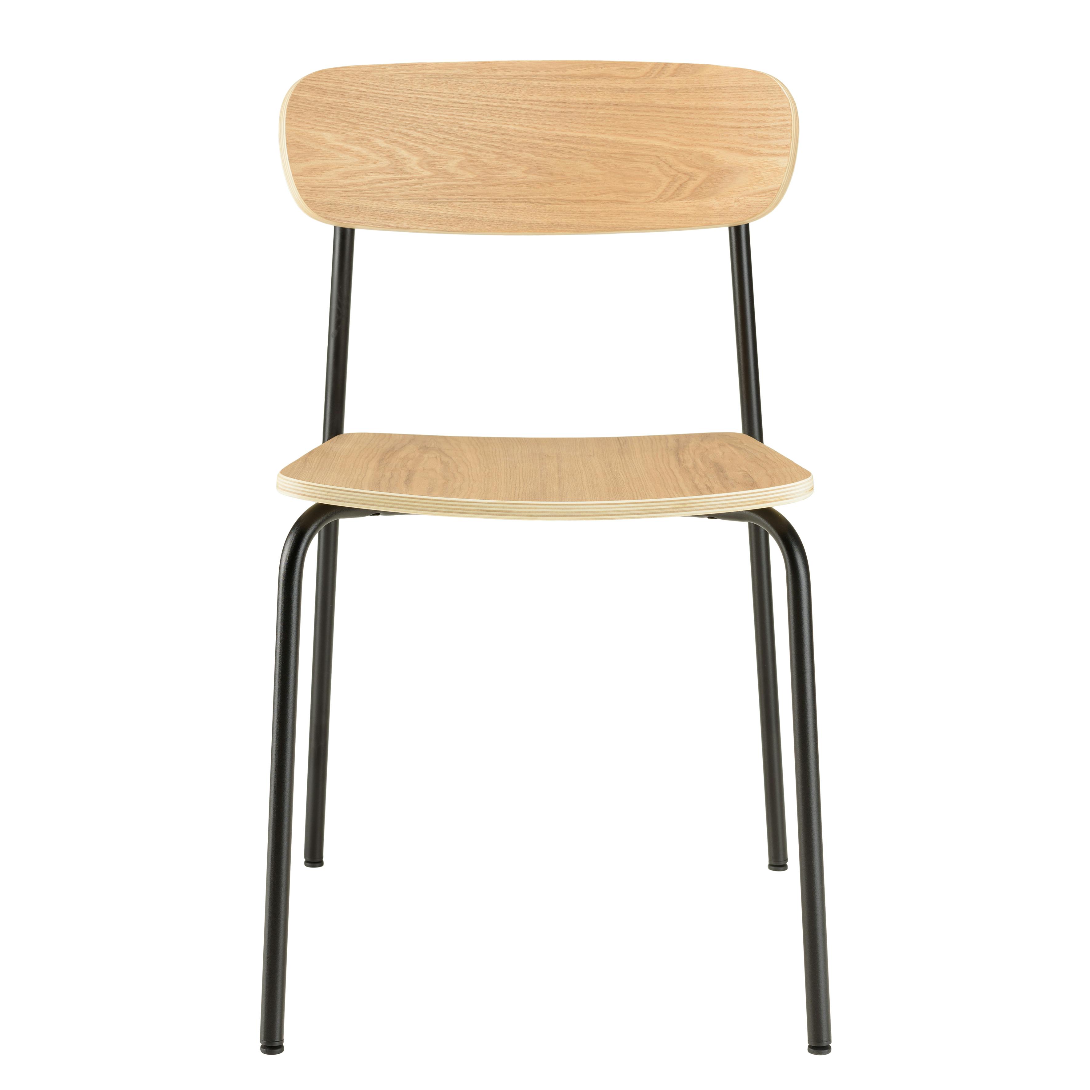 Chaise bois et métal noir style écolier (lot de 2) TIM