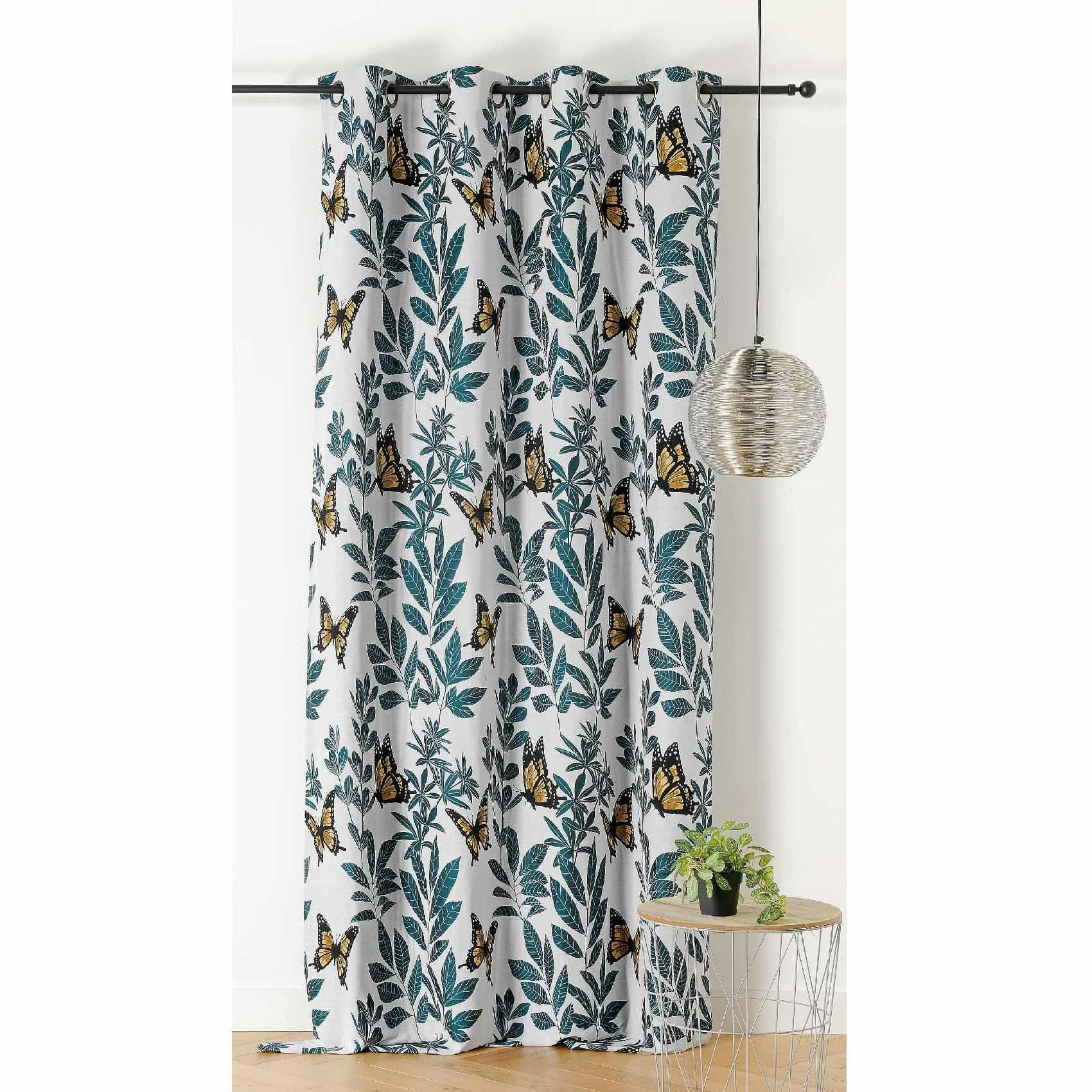 - Rideau d'ameublement au style bucolique polyester jaune 140x270 cm