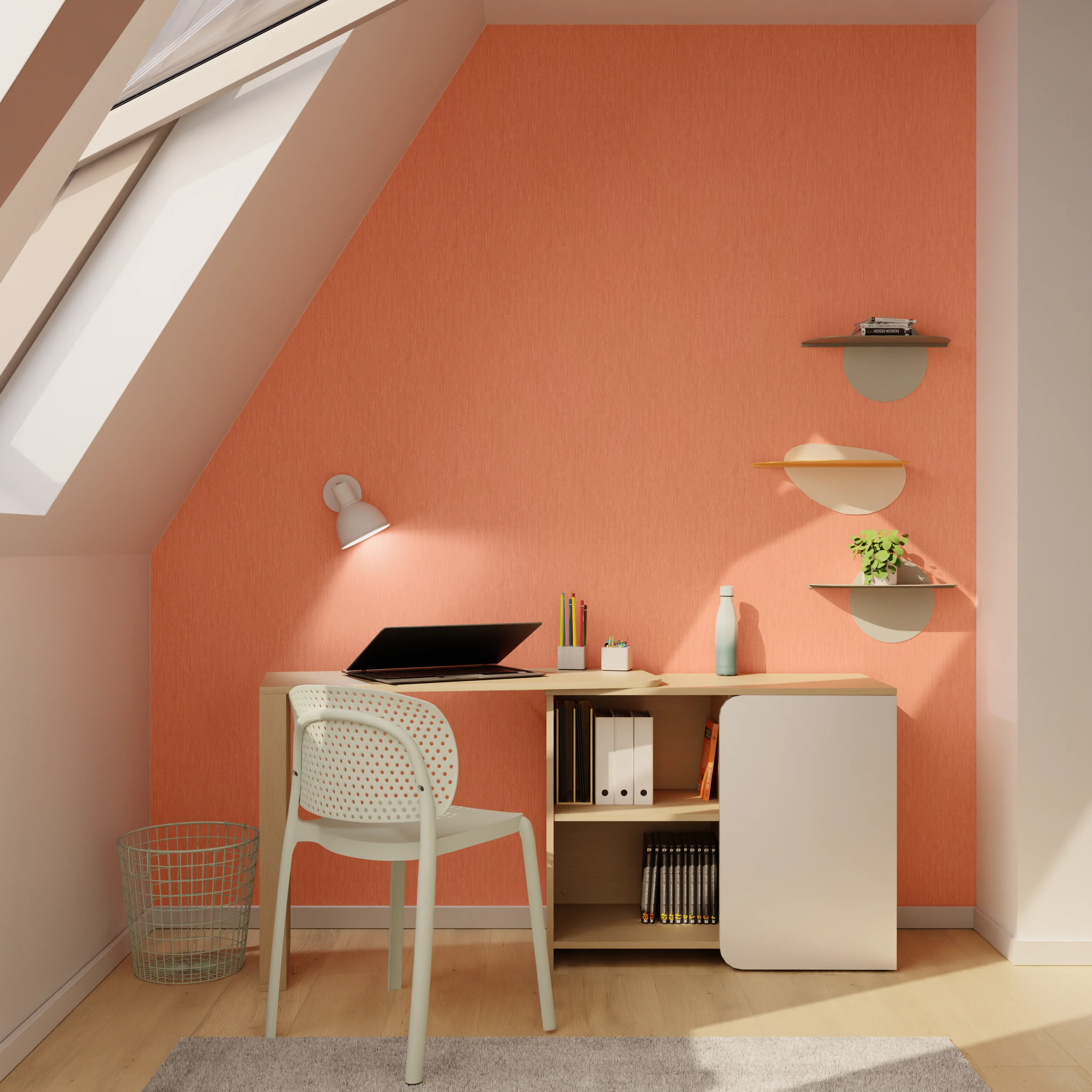 Papier peint PANAMA coloris rose corail