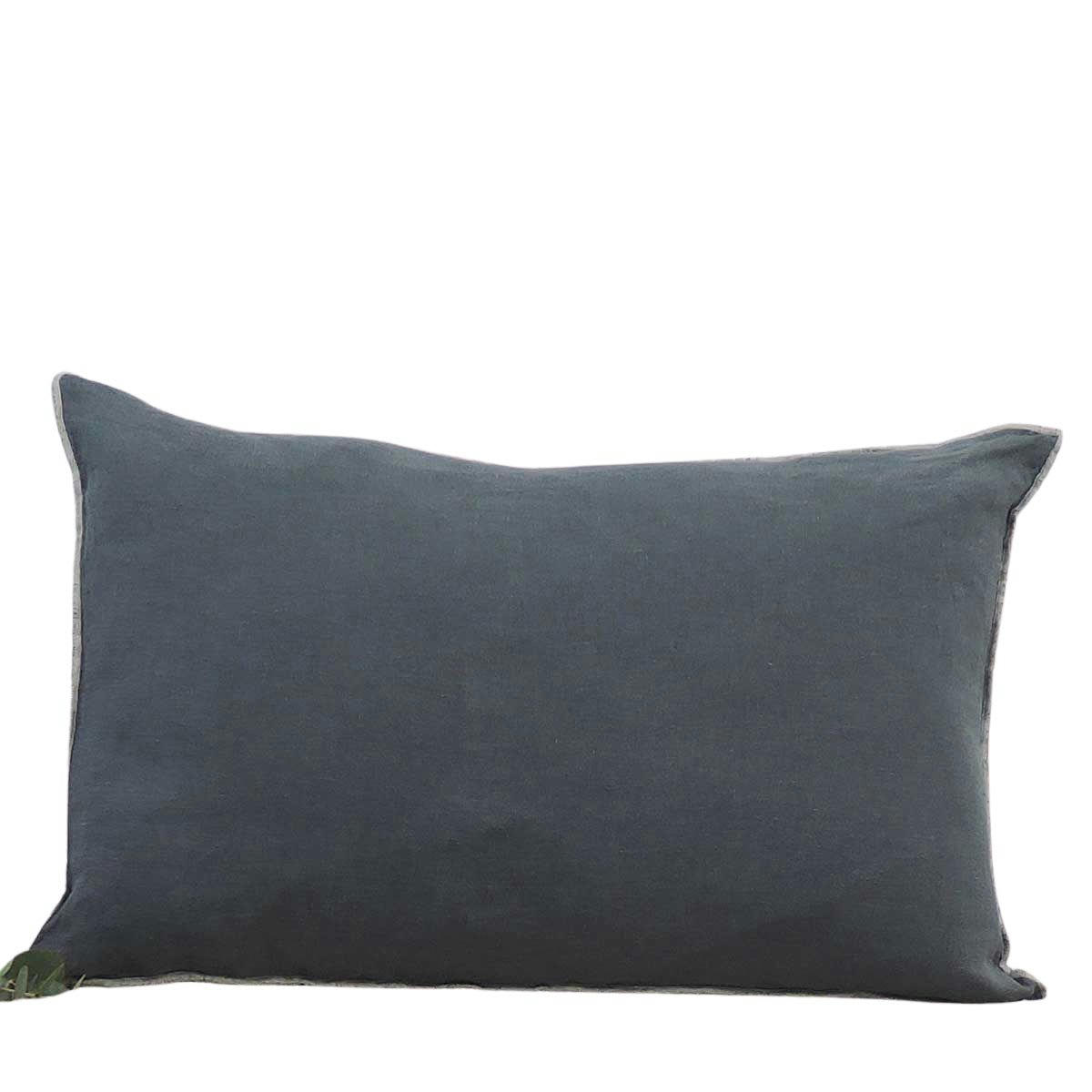 OSLO - Coussin en lin lavé et surjet Gris