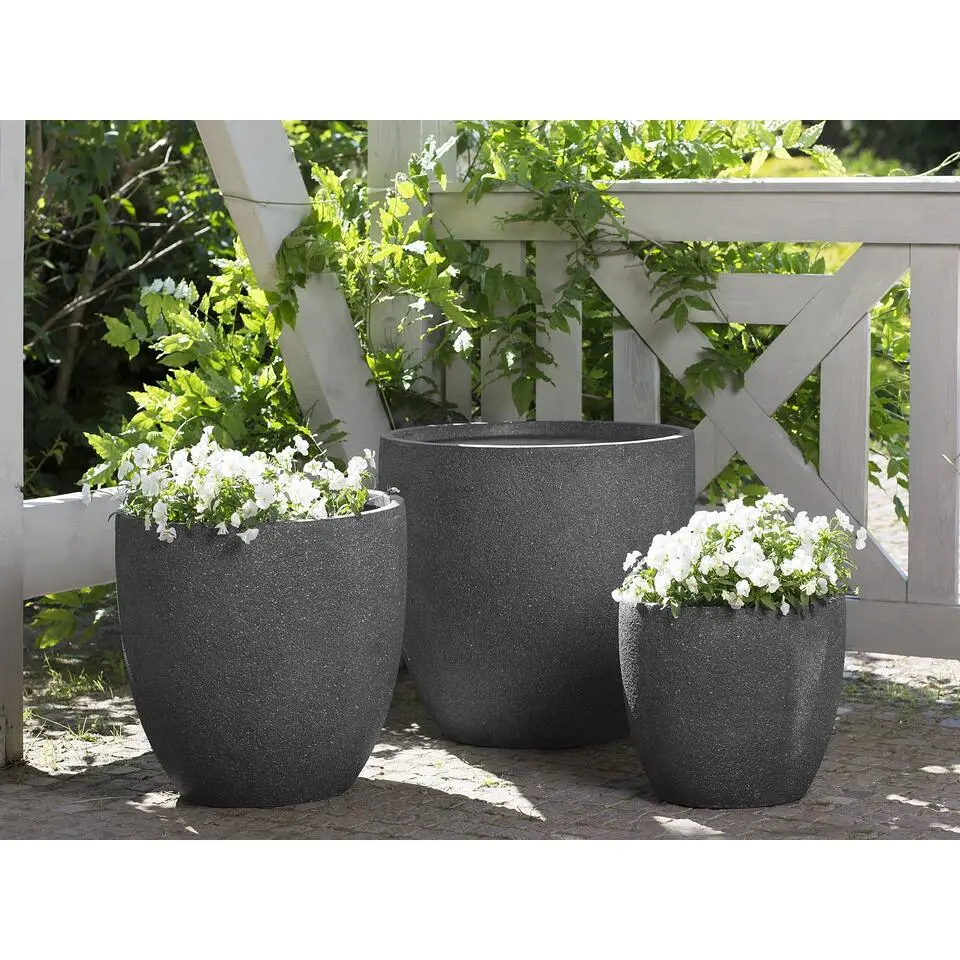 KANNIA - Bloempot - Donkergrijs - 55 cm - Klei-vezelmengsel
