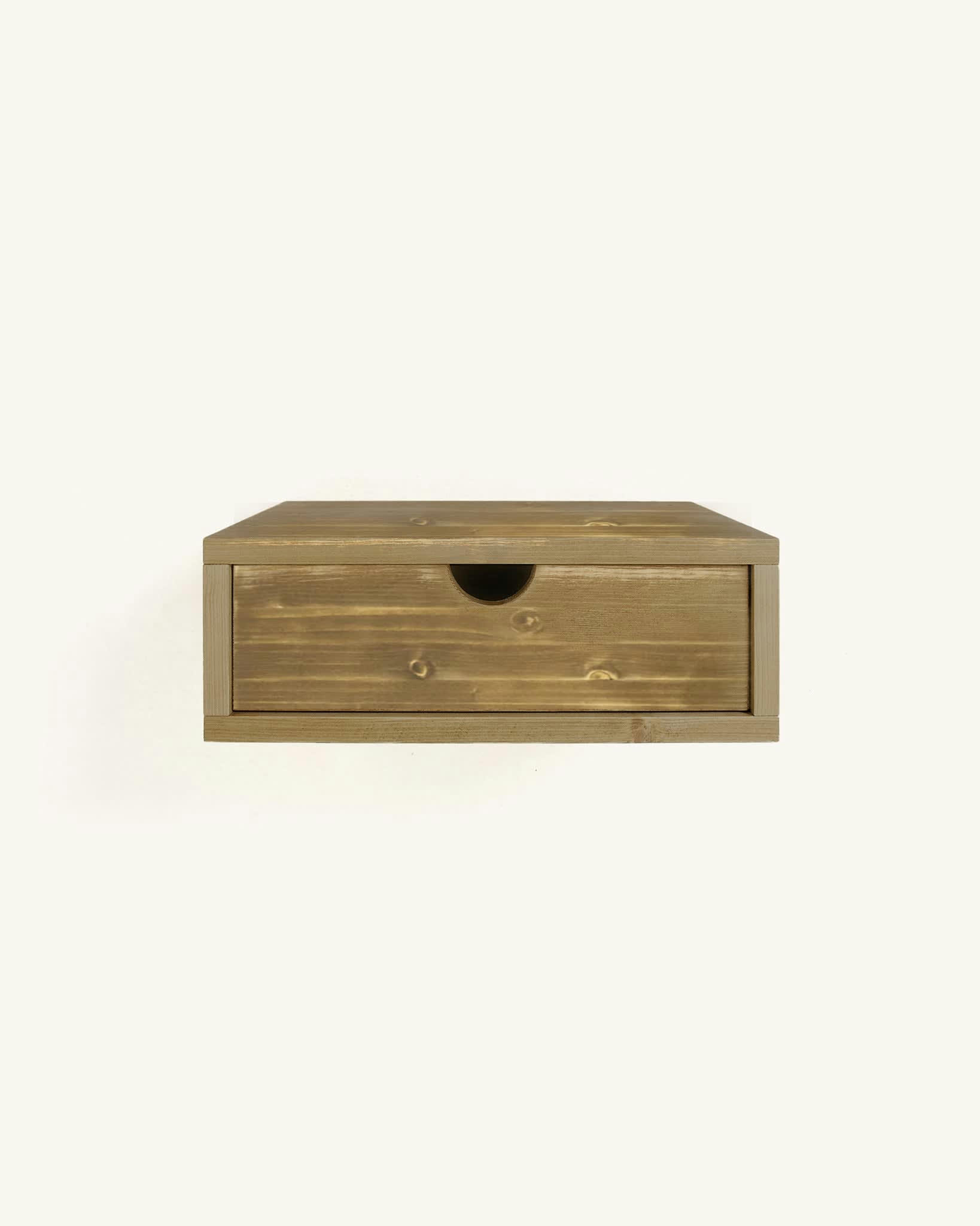 ANEU - Table de chevet flottante en bois de couleur marron vielli